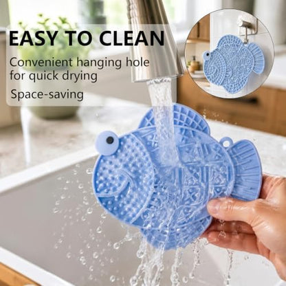 Cat Slow Feeder Fish Lick Mat with Suction Cup for Anxiety Relief - Image 6