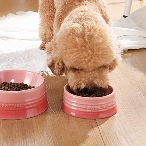 Sweejar Ceramic Dog Bowl, 32 oz, Gradient Pink, Porcelain Pet Dish for Food and Water, Non Skidding, Easy to Clean, Durable, Dishwasher Safe, Minimalist Design - Image 3
