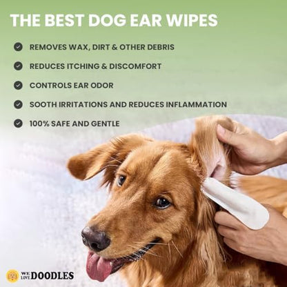 Dog Ear Wipes, Pre-Soaked Finger Pads, Safe, Gentle & Deodorizing, 50 PCS - Image 4