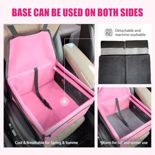 Pet Dog Booster Seat, Upgrading the Framed wall to Prevent Collapse，Breathable and Foldable Pet Car Basket，Removable andWashable pet car seat - Image 5