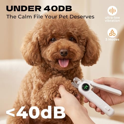2-in-1 Pet Nail Clipper with LED Light and Digital Display – Upgraded Cat and Dog Nail Grinder with Safety Guard, USB Charging, Splash-Proof, Low-Noise, Pain-Free Nail Trimmer (White) - Image 5