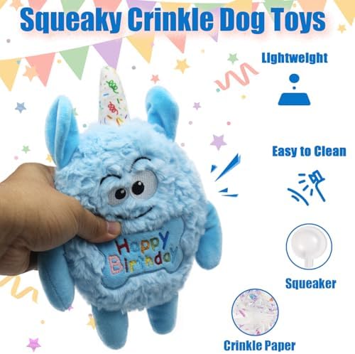 Monster Dog Birthday Toy for Gifts, Stuffed Dog Plush Toy, Blue - Image 2
