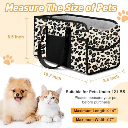 Portable Dog Car Seat for Small Dogs, Puppy Car Seat, Leopard - Image 2