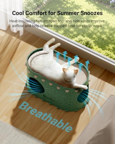 DownyPaws Cat House for Indoor Cats, Cube Castle Cat Bed Cave, Forest - Image 3