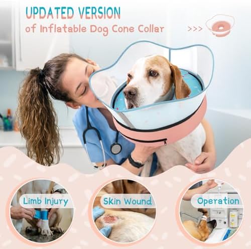 Supet Raised Inflatable Dog Cone Collar to Stop Licking, Soft Dog Cone Alternative After Surgery, Doggie Neck Donut Collar for Small Medium Large Dogs - Image 2