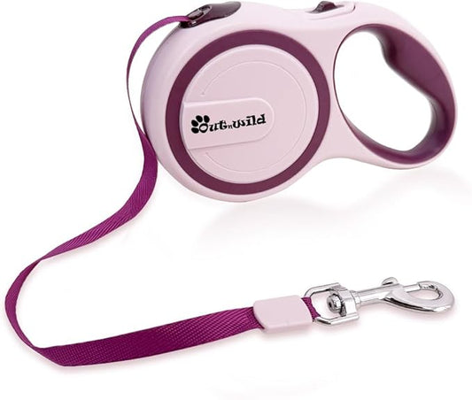 OUTnWILD Retractable Dog Leash - Retractable Dog Leash 16ft for Small/Medium Breeds/Pets Up to 44lbs. 360° Tangle Free Design with One Touch Quick-Lock Braking System&Anti-Slip Handle. (Pink, M)