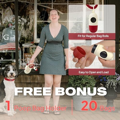 Fida Retractable Dog Leash with Dispenser and Poop Bags, 16 ft, Cherry - Image 2