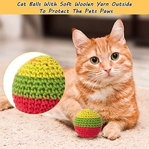 Retro Shaw Cat Toys Balls, Wool Yarn Cat Ball with Bell Inside, 6Pcs - Image 2