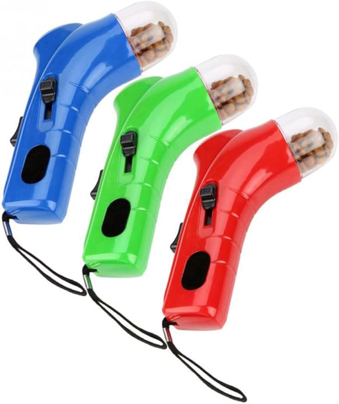 Mipcase 3pcs Dog Treat Launcher Catapult Interactive Snack Feeder for Dogs Cats Spring Trigger Fun Training Toy Comfortable Grip Design