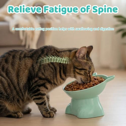 9 Pcs Plastic Raised Cat Bowls Bulk Elevated Tilted Dishes 15 Degrees Tilted Anti Vomiting Friendly Food Water Feeder Pet Slanted Stand Bowl for Indoor Cats Shelter (Cute,Vivid Color) - Image 4