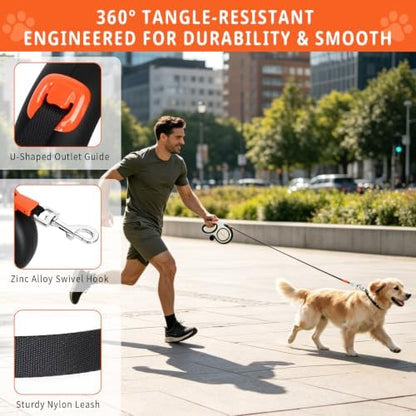 26ft Retractable Dog Leash for Large Dogs up to 110 lbs, White - Image 6