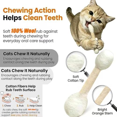 4 Pack Natural Wool Braided-Cat Toys Cat Qtip Toy with Organic Catnip - Image 5