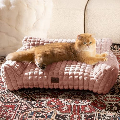 Cat Couch Bed with Fluffy Faux Rabbit Fur for Indoor Cats, 30 Inch - Image 2