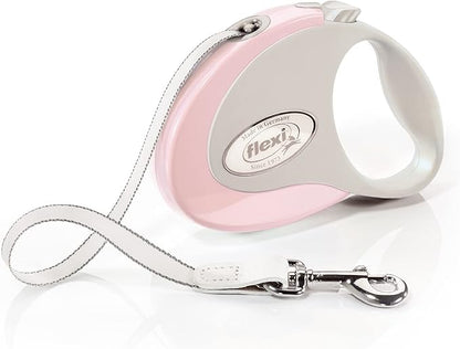 FLEXI Tape Retractable Dog Leashes for Small Dogs Upto 26 lbs. – 10 ft., Pink/Rose | Tangle Free Pet Walking Leash with One-Handed Brake, Pause, Lock|German Quality Product