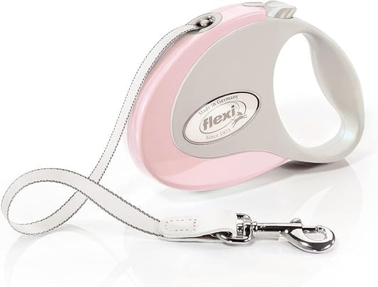 FLEXI Tape Retractable Dog Leashes for Small Dogs Upto 26 lbs. – 10 ft., Pink/Rose | Tangle Free Pet Walking Leash with One-Handed Brake, Pause, Lock|German Quality Product