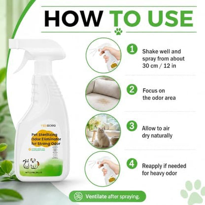 Pet Odor Eliminator Spray for Dogs & Cats, Pee Urine Pop Odor Deodorizer Spray for Litter Box, Bed, Carpet, Upholstery, Sofa, Fabric & Car Interior, Air Freshener for Pets Household, 8 FLoz - Image 6