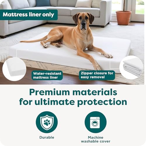 FurHaven Dog Bed Liner for Large Dogs, Water-Resistant Foam Protector with Quiet No-Crinkle Cover Design, Easy to Clean, Jumbo XL, Coated Polyester, White - Image 5