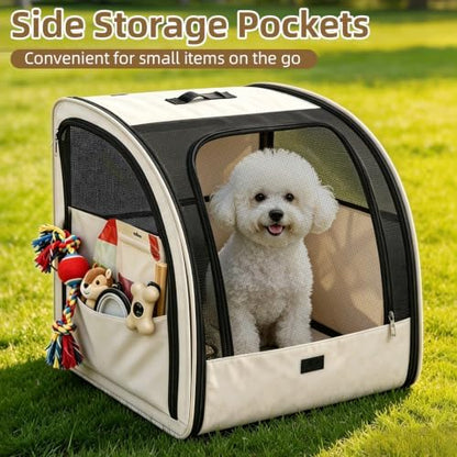Dog Car Seat for Small Medium Dogs & Cats, Soft-Sided, Beige - Image 5