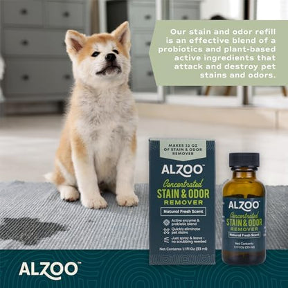 ALZOO Concentrated Pet Stain & Odor Remover Refill, Makes Up to 96 Fl Oz Cleaning Solution, Enzyme & Probiotic Formula, Refill Bottles for Dogs & Cats, 1.1 Fl Oz - Image 4