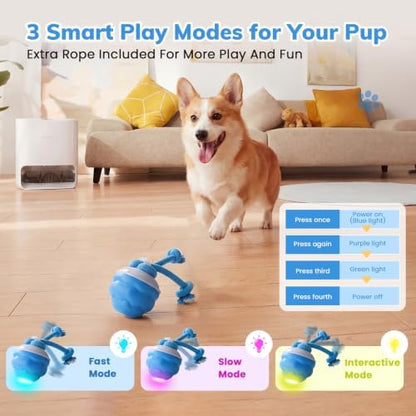 Dog Toys, Interactive Dog Toys, Automatic Interactive Dog Ball, 3 Modes Motion Activated Dog Balls for Medium Large Dogs, Type-C Rechargeable & Bite-Resistant (Blue01) - Image 4