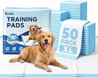 Puppy Pads for Dogs, 50-Pack, 34x28 in, 6-Layer Leakproof by Tevila