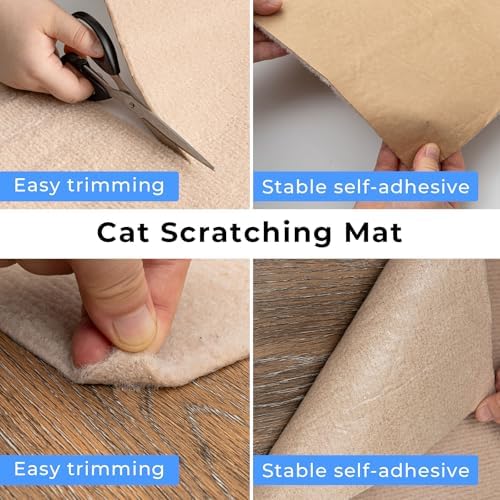 Cat Scratch Furniture Protector Couch Protector from cat Claws Self-Adhesive Carpet remnants Scratching Mat Trimmable DIY Climbing Covering Posts 78.7" x 15.8" Grey - Image 3