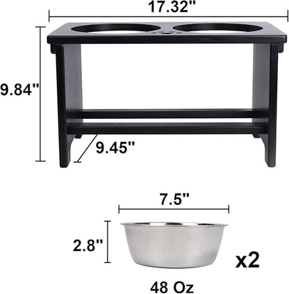 HTB Elevated Dog Bowls,Raised Dog Bowl Stand with 2 Stainless Steel Bowls,Elevated Raised Dog Bowls for Large Medium Small Sized Dogs