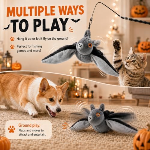 Flying Bat Dog Toy,Flying Bat Toy for Dogs & Cats,Flapping Wings Cute Bat - Image 6
