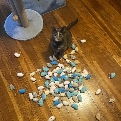 8 Pcs Plush Catnip Mice Toys with Catnip Bag- Interactive Cat Toys for Indoor Cats, Durable Stress Relief Eco-Friendly Small Mouse Chew Playthings（Color Random） - Image 4