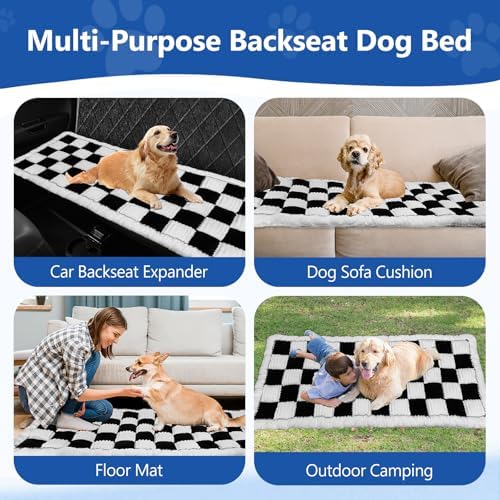 Thickened Dog Bed for Car Back Seat, Upgraded Bottom Non-Slip, Fits Hard Bottom car seat Cover for Dogs, Premium Mixed Color, Dog Car Seat Cover(White-Black) - Image 6