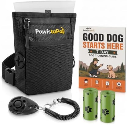Dog Treat Pouch for Pet Training, One-Hand Magnetic Closure, Hands-Free Treat Bag with Silicone Liner, No Mess No Smell by PawistaPal