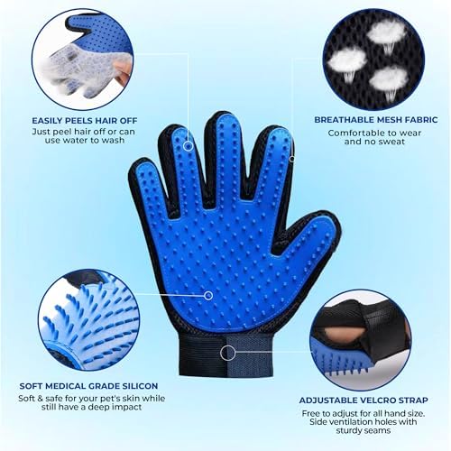 Pet Grooming Set with Dog Washing Gloves for Bathing, Dog Bath Brush and Silicone Dog Toothbrush, Pet Grooming Gloves for Dogs, Cats and Horses with 185 Silicone Tips - Image 3
