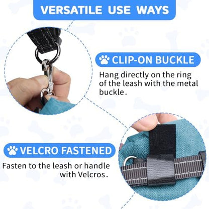 Dog Poop Bag Holder with Treat Pouch, 2 Zipper Pockets & Leash Clip - Image 3