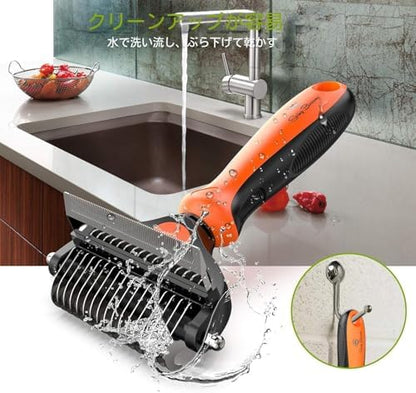 Spring Blossoms-2 in 1 Professional Grooming Rake for Cats & Dogs-Dematting Comb for Easy Mats & Tangles Removing,Pet Brush Safe No More Nasty Shedding and Flying Hair (Orange) - Image 4