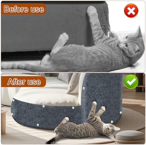 Cat Scratch Mat,118.5"x15.9" Trimmable Self-Adhesive Cats Scratch Carpet,Couch Protector from Cats Claw, Cat Scratch Furniture Protector, Indoor Furniture Protection for Chair, Wall,Sofa(Dark Gray) - Image 4