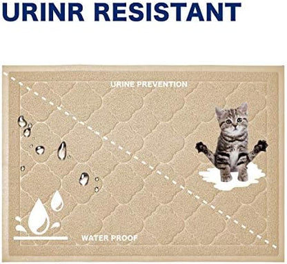 WePet Cat Litter Box Mat, Kitty Premium PVC Pad, Durable Trapping Rug, Phthalate Free, Urine-Resistant, Scatter Control, XXL 47 x 36 Inch, Beige - Image 5