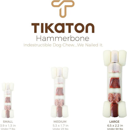 Tikaton Hammerbone Durable Dog Chew Toy for Aggressive Chewers, Beef Flavor Dog Toy, Large