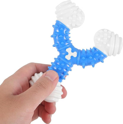 POPETPOP Dog Chew Toy Bone 4.72 Inch Durable Nylon Teeth Grinding Squeaky Interactive Pet Toy for Small Puppies and Medium Dogs Oral Health