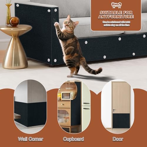 Cat Scratch Mat, Self-Adhesive Trimmable cat Scratch Furniture Protector for Couch, cat Scratch pad，cat Tree，DIY Climbing Carpet for Cat Tower Replacement Pads (Brown, 39.4" x 15.8") - Image 6