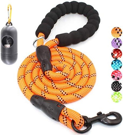 BAAPET 2/4/5/6 FT Dog Leash with Comfortable Padded Handle and Highly Reflective Threads for Small Medium and Large Dogs (6FT-1/2'', Orange) by BAAPET