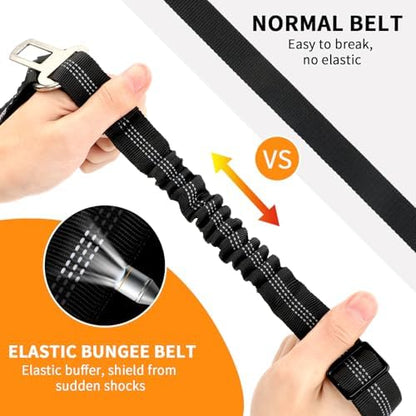 BWOGUE 2 Pack Dog Seat Belt for Car, Elastic Bungee Buffer Safety Leads - Image 3