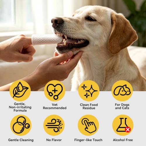 Pet Dental Finger Wipes, Hypoallergenic, Rinse-Free, Thick Dual-Textured Mouth Cleaning Wipes Effective Teeth Cleaner for Dogs & Cats(50pcs, Unscented) - Image 5