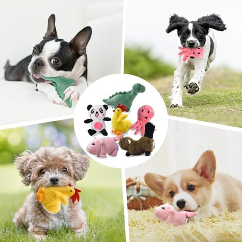 Squeaky Plush Dog Toy 6 Pack for Puppy, Small Stuffed Puppy Chew Dog Toys - Image 5