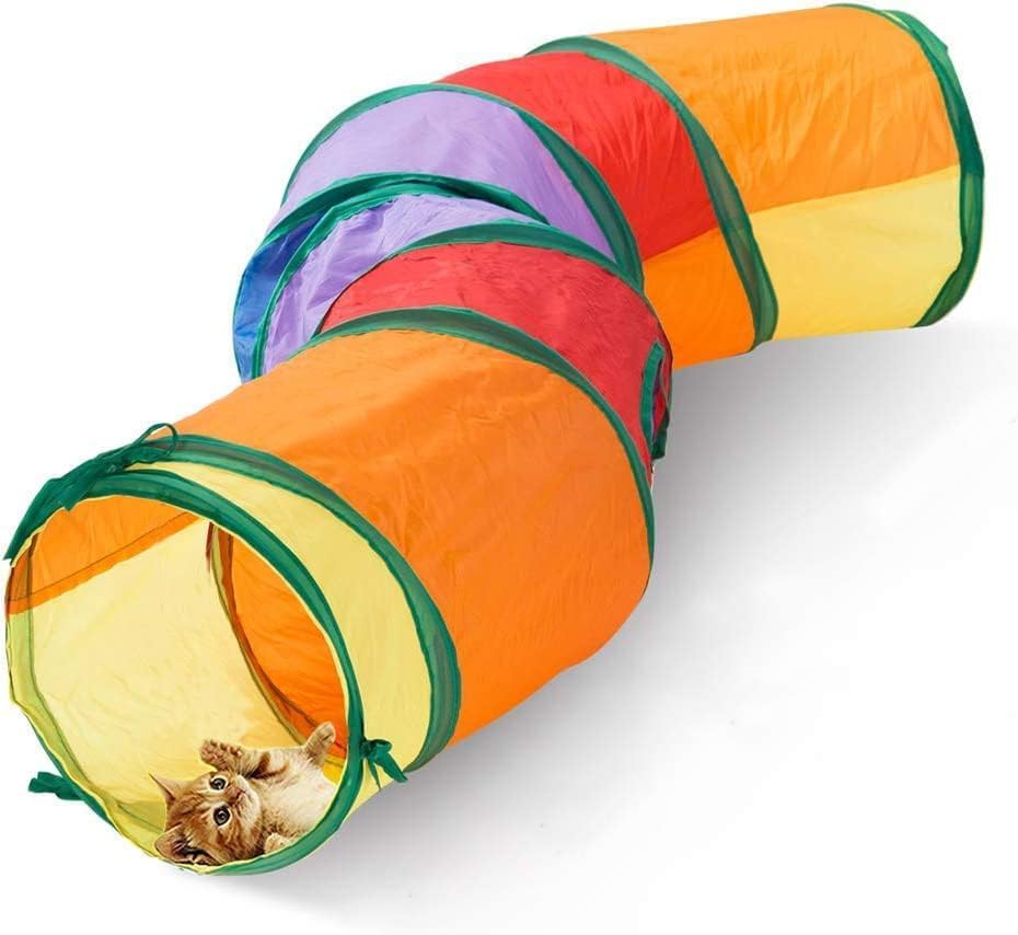 Cat Tunnels for Indoor Cats, Interactive Peek-a-Boo Cat Chute Cat Tube Toy, Camouflage S-Tunnel - Image 2