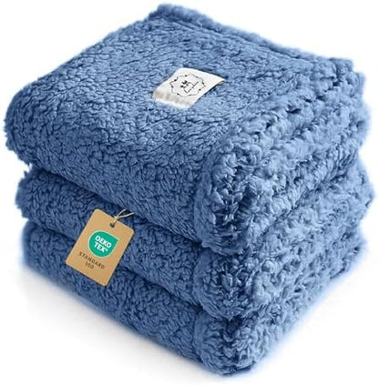Luciphia 1 Pack 3 Calming Dog Blanket Fluffy Premium Fleece Pet Blankets Soft Sherpa Throw for Dogs Puppy Cat Haze Blue Small (23" x16") by luciphia