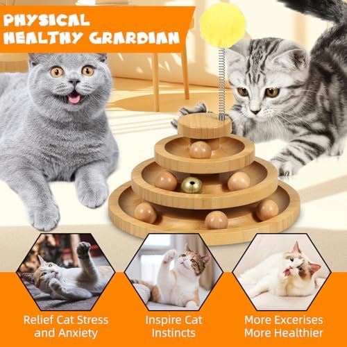 DoogCat Cat Ball Track - 3-Level Cat Ball Tower with 9 Removable Balls for Interactive Play and Mental, Physical Exercise - Large Size - Image 3