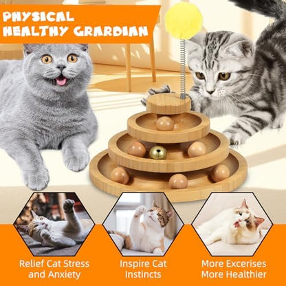 DoogCat Cat Ball Track - 3-Level Cat Ball Tower with 9 Removable Balls for Interactive Play and Mental, Physical Exercise - Large Size - Image 3