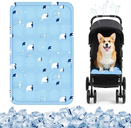 Nuanchu Pet Cooling Mat, Sky Blue Bear, 11.81 x 19.69 Inches, 1 Pcs by Nuanchu