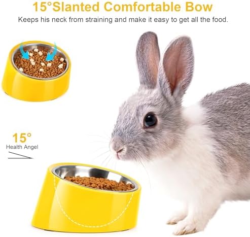 Tilted Dog Bowl Non-Slip & Non-Spill Pet Feeder with Elevated Detachable Melamine Stand, Easy to Get Food Dog Dish, S/100ml Yellow - Image 4