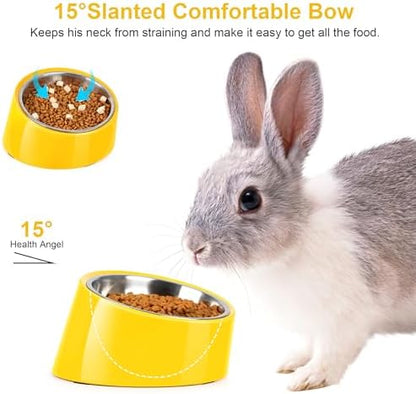 Tilted Dog Bowl Non-Slip & Non-Spill Pet Feeder with Elevated Detachable Melamine Stand, Easy to Get Food Dog Dish, S/100ml Yellow - Image 4